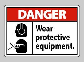 Danger Sign Wear Protective Equipment with goggles and glasses graphics vector