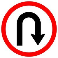 U-Turn Right Traffic Road Sign Isolate On White Background,Vector Illustration EPS.10 vector