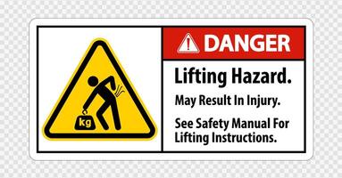 Lifting Hazard,May Result In Injury, See Safety Manual For Lifting Instructions Symbol Sign Isolate on transparent Background,Vector Illustration vector