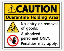 Caution Quarantine Holding Area Sign Isolated On White Background,Vector Illustration EPS.10 vector