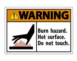 Warning Burn hazard,Hot surface,Do not touch Symbol Sign Isolate on White Background,Vector Illustration vector