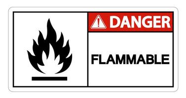 Signo de símbolo de peligro inflamable sobre fondo blanco. vector