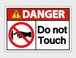 Danger do not touch sign label on transparent background vector