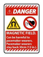 Danger Magnetic field can be harmful to pacemaker wearers.pacemaker wearers.stay back 30cm vector