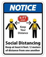 Notice Social Distancing Construction Sign Isolate On White Background,Vector Illustration EPS.10 vector