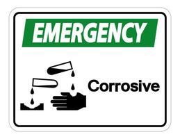 Emergency Corrosive Symbol Sign on white background vector