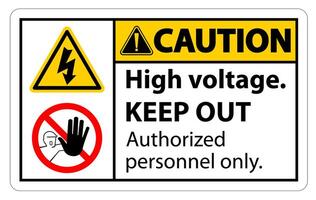 Caution High Voltage Keep Out Sign Isolate On White Background,Vector Illustration EPS.10 vector