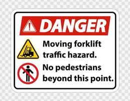 Moving forklift traffic hazard,No pedestrians beyond this point,Symbol Sign Isolate on transparent Background,Vector Illustration vector