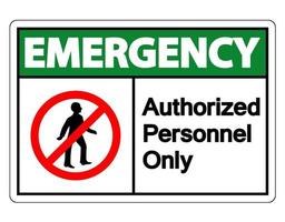 Personal autorizado de emergencia único símbolo de signo sobre fondo blanco. vector