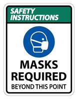 Safety Instructions Masks Required Beyond This Point Sign Isolate On White Background,Vector Illustration EPS.10 vector