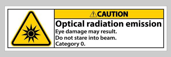 Caution Sign Optical radiation emission Symbol Sign Isolate on White Background vector