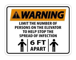 Warning Elevator Physical Distancing Sign Isolate On White Background,Vector Illustration EPS.10 vector