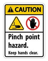 Caution Pinch Point Hazard,Keep Hands Clear Symbol Sign Isolate on White Background,Vector Illustration vector