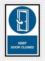 Keep Door Closed Symbol Sign Isolate on transparent Background,Vector Illustration vector