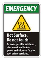 Hot Surface, Do Not Touch, To Avoid Possible Skin Burns, Disconnect And Lockout Power And Allow Surface To Cool Before Servicing Symbol Sign Isolate On White Background,Vector Illustration vector