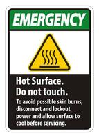 Hot Surface, Do Not Touch, To Avoid Possible Skin Burns, Disconnect And Lockout Power And Allow Surface To Cool Before Servicing Symbol Sign Isolate On White Background,Vector Illustration vector