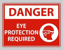 Señal de peligro de protección ocular necesaria sobre fondo blanco. vector