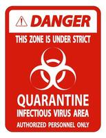 Danger Quarantine Infectious Virus Area Sign Isolate On White Background,Vector Illustration EPS.10 vector