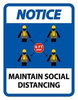 Notice Maintain social distancing, stay 6ft apart sign,coronavirus COVID-19 Sign Isolate On White Background,Vector Illustration EPS.10 vector