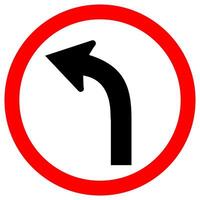 Curve Left  Traffic Road Sign Isolate On White Background,Vector Illustration EPS.10 vector