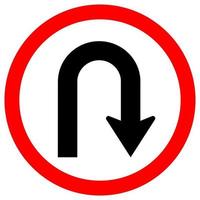 U-Turn Left Traffic Road Sign Isolate On White Background,Vector Illustration EPS.10 vector
