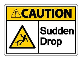 Caution Sudden Drop Symbol Sign On White Background,Vector Illustration vector