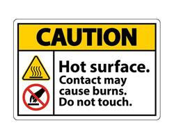 Caution Hot Surface Do Not Touch Symbol Sign Isolate on White Background,Vector Illustration vector