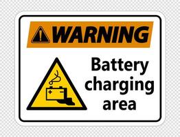 Warning battery charging area Sign on transparent background vector