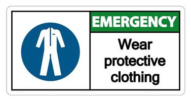 Emergency Wear protective clothing sign on white background vector