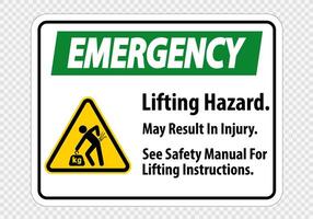 Lifting Hazard,May Result In Injury, See Safety Manual For Lifting Instructions Symbol Sign Isolate on transparent Background,Vector Illustration vector