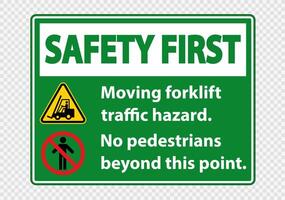 Moving forklift traffic hazard,No pedestrians beyond this point,Symbol Sign Isolate on transparent Background,Vector Illustration vector