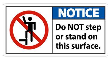 Notice sign do not step or stand on this surface. vector