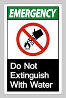 Emergency Do Not Extinguish With Water Symbol Sign On White Background vector