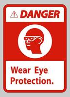 Danger Sign Wear Eye Protection on white background vector