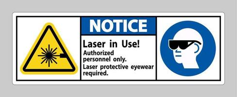 Notice Sign Laser In Use Authorized Personnel Only Laser Protec vector