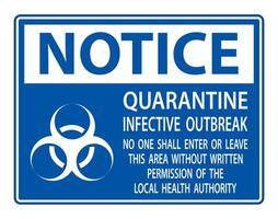 Notice Quarantine Infective Outbreak Sign Isolate on transparent Background,Vector Illustration vector