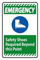 Emergency Sign Safety Shoes Required Beyond This Point vector