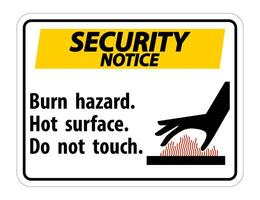 Security Notice Burn hazard,Hot surface,Do not touch Symbol Sign Isolate on White Background,Vector Illustration vector