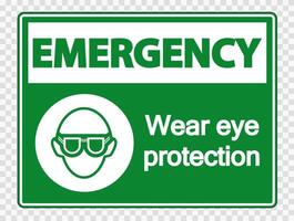 Emergency Wear eye protection on transparent background vector