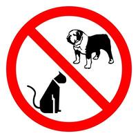 No se permiten mascotas símbolo sobre fondo blanco. vector