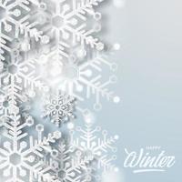 hola invierno copo de nieve 3d brillo decoración de fondo de lujo vector