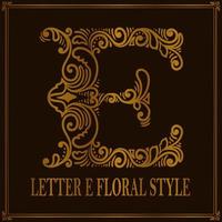 Vintage Letter E floral pattern style vector