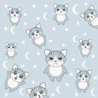 illustration cute cat character pattern vector