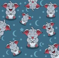 illustration cute elephant character pattern vector