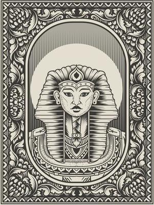 illustration vintage king egypt monochrome style