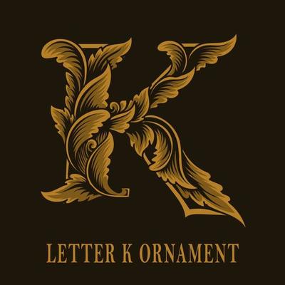 Letter K logo vintage ornament style