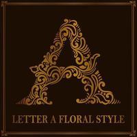 Vintage Letter A floral pattern style vector