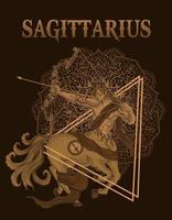 Illustration horseman sagittarius symbol with mandala vector
