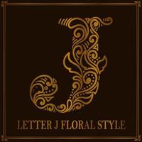 Vintage Letter J floral pattern style vector
