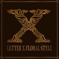 Vintage Letter X floral pattern style vector